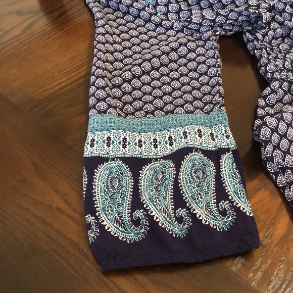 Vintage SFERA Maxi Dress‎ Blue Green print Large 100% Viscose Bohemian Summer - Picture 13 of 15